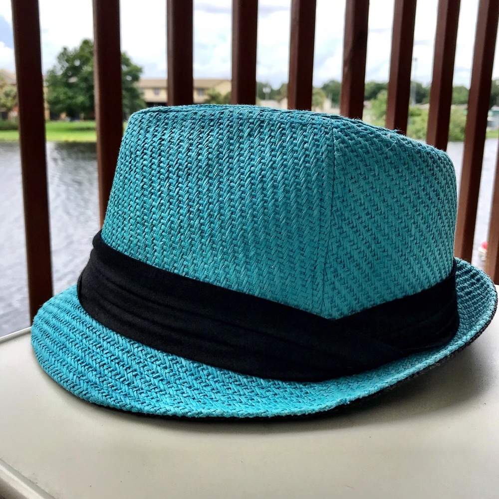 Turquoise & Black Fedora